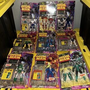 1995 Toy Biz Marvel Iron Man Stealth Action Figure Lot Of 9 New On Card